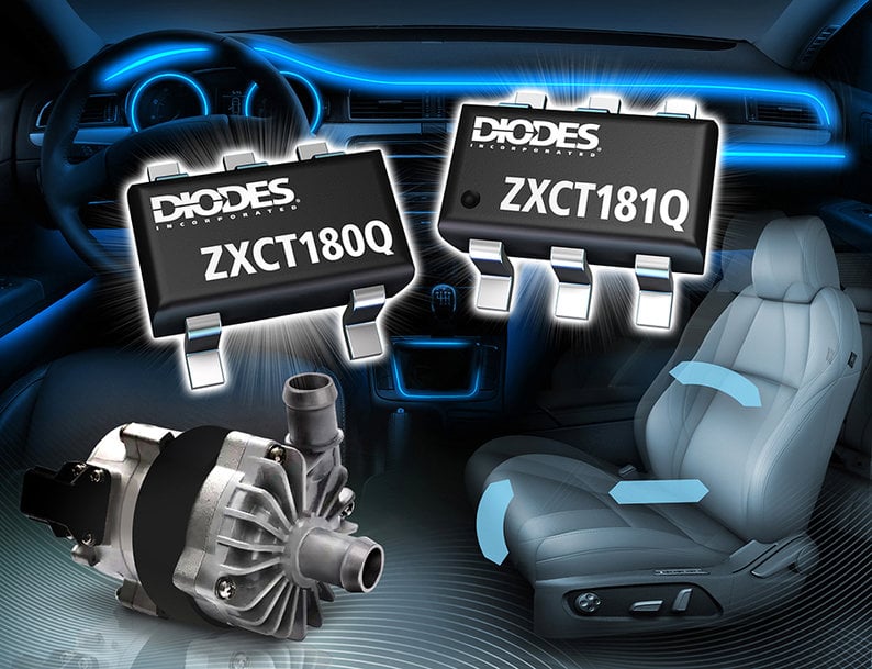 Diodes Incorporated announces the ZXCT18xQ series of automotive-compliant* high-precision current shunt monitors